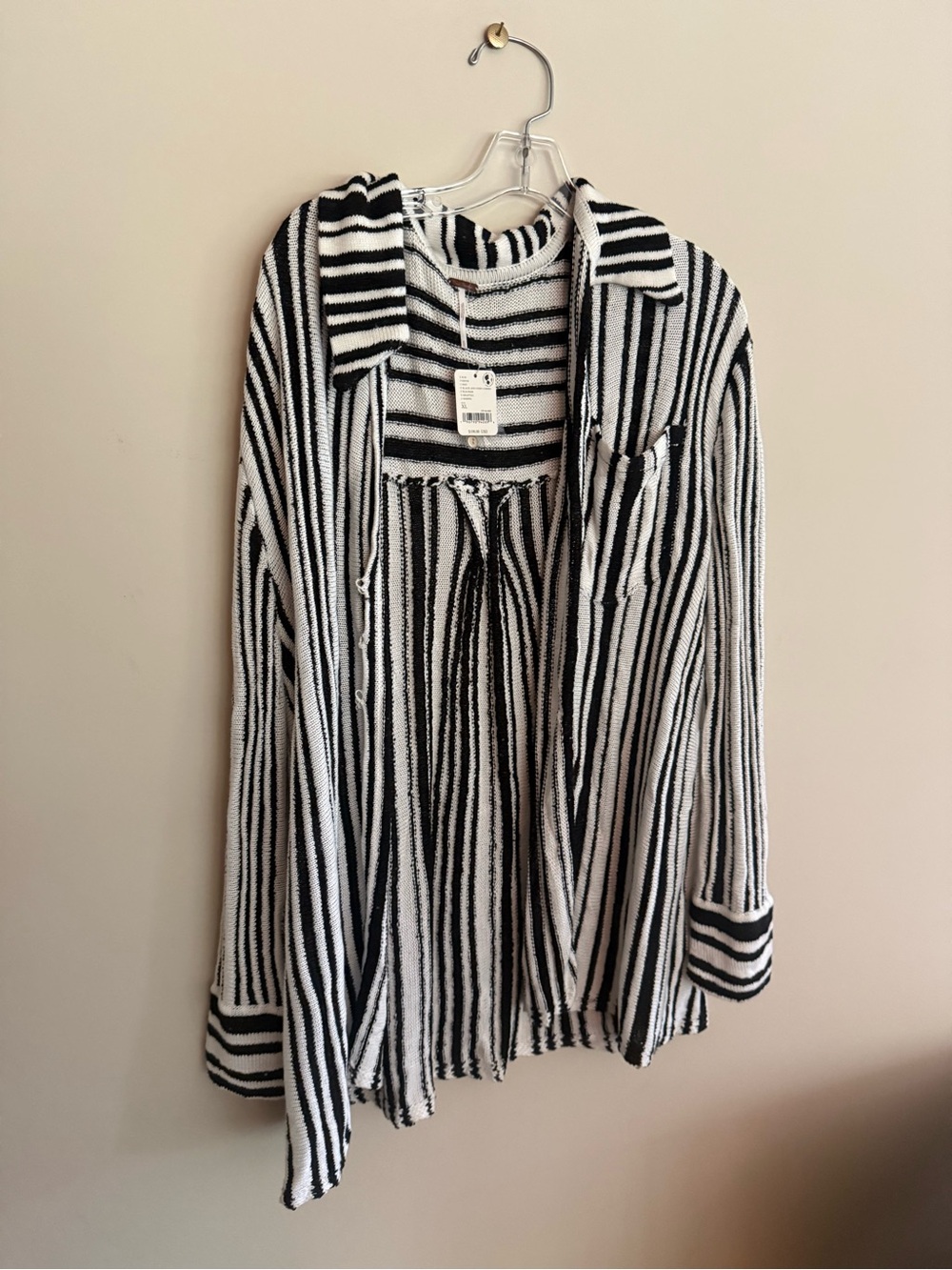 Free People Black and White Striped Swim Coverup